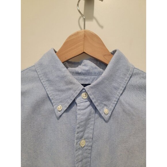 NWT Ralph Lauren Blue Classic Oxford Button-Down Shirt w/ Fringe Raw Hem Men's L - Picture 6 of 9